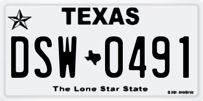 TX license plate DSW0491