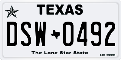 TX license plate DSW0492