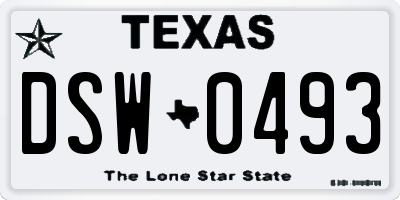 TX license plate DSW0493