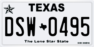 TX license plate DSW0495