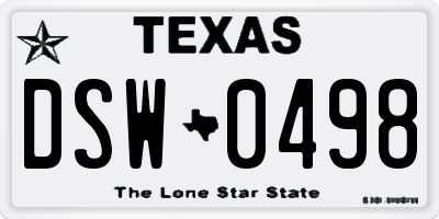 TX license plate DSW0498