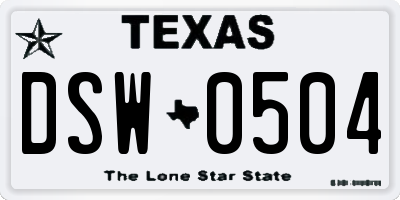 TX license plate DSW0504