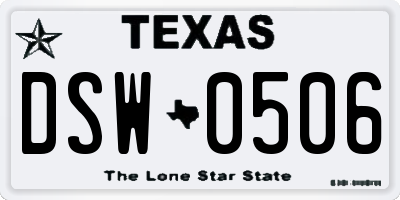 TX license plate DSW0506