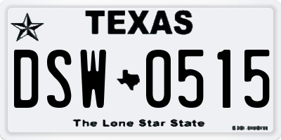 TX license plate DSW0515