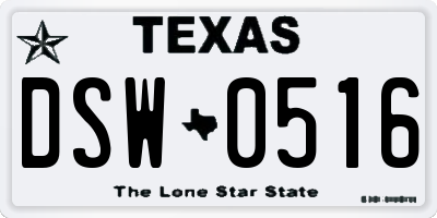 TX license plate DSW0516