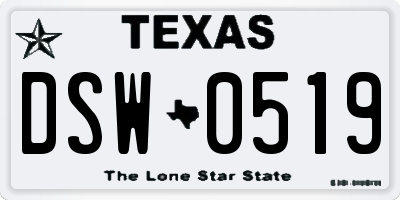 TX license plate DSW0519