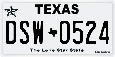 TX license plate DSW0524