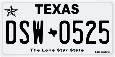 TX license plate DSW0525