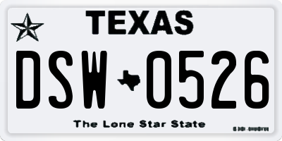 TX license plate DSW0526
