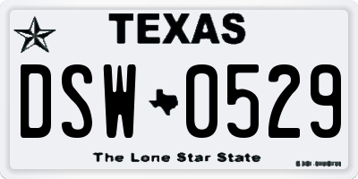 TX license plate DSW0529
