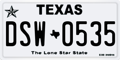 TX license plate DSW0535