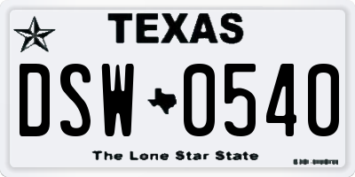 TX license plate DSW0540
