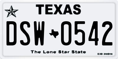 TX license plate DSW0542