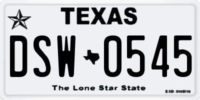 TX license plate DSW0545