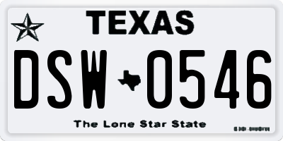 TX license plate DSW0546