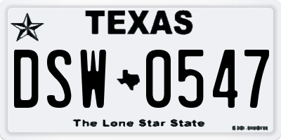 TX license plate DSW0547