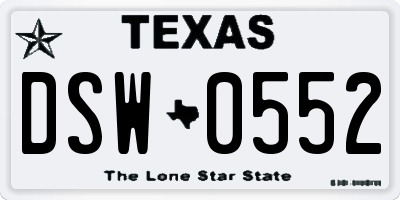 TX license plate DSW0552