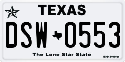 TX license plate DSW0553