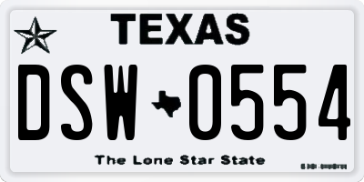 TX license plate DSW0554