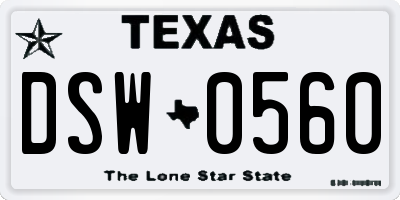 TX license plate DSW0560