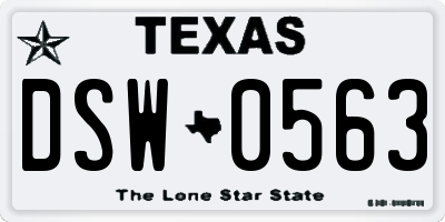 TX license plate DSW0563