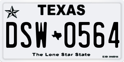 TX license plate DSW0564
