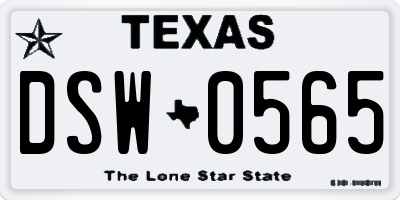 TX license plate DSW0565