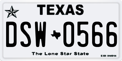 TX license plate DSW0566
