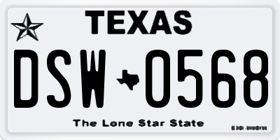 TX license plate DSW0568