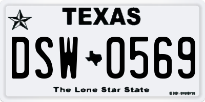 TX license plate DSW0569
