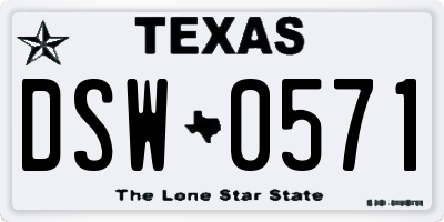 TX license plate DSW0571