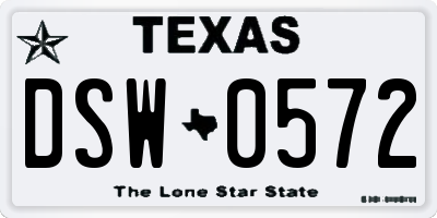 TX license plate DSW0572