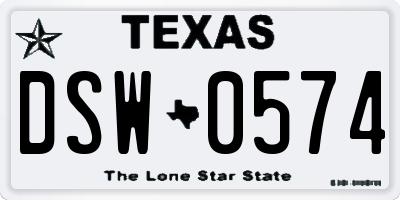 TX license plate DSW0574