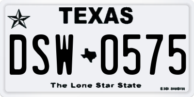 TX license plate DSW0575