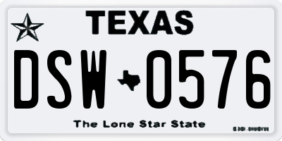 TX license plate DSW0576