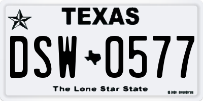TX license plate DSW0577