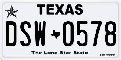 TX license plate DSW0578