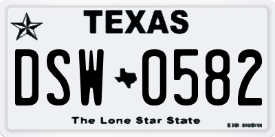 TX license plate DSW0582