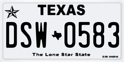 TX license plate DSW0583
