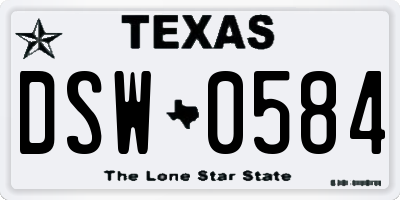 TX license plate DSW0584