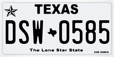 TX license plate DSW0585