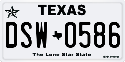 TX license plate DSW0586