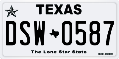 TX license plate DSW0587