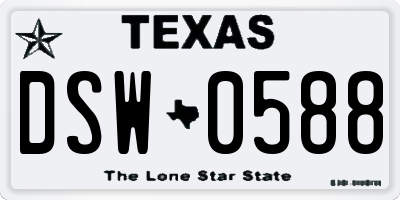 TX license plate DSW0588
