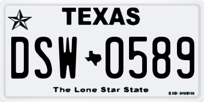 TX license plate DSW0589