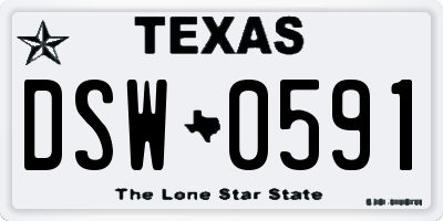TX license plate DSW0591