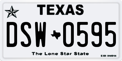 TX license plate DSW0595