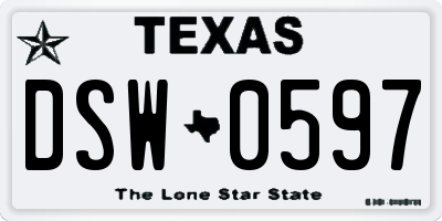 TX license plate DSW0597