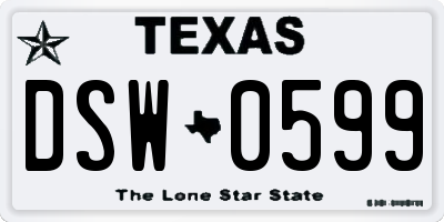 TX license plate DSW0599