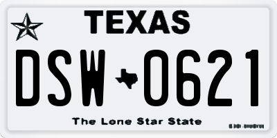 TX license plate DSW0621